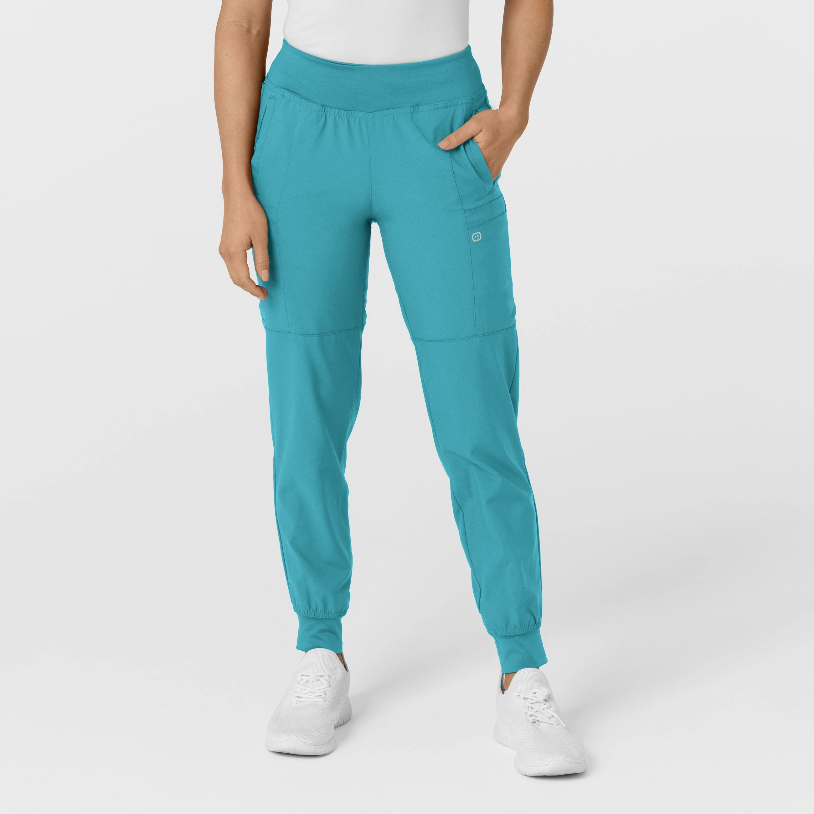 W123 Women's Comfort Waist Cargo Jogger Scrub Pant - Teal Blue LightweightInsulation Stretch Motion