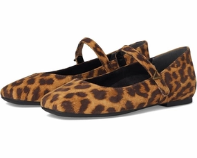 Vionic Alameda Flats Women's Brown Leopard Print Square Toe Mary Jane VER034 Beach Glow Wash Safe