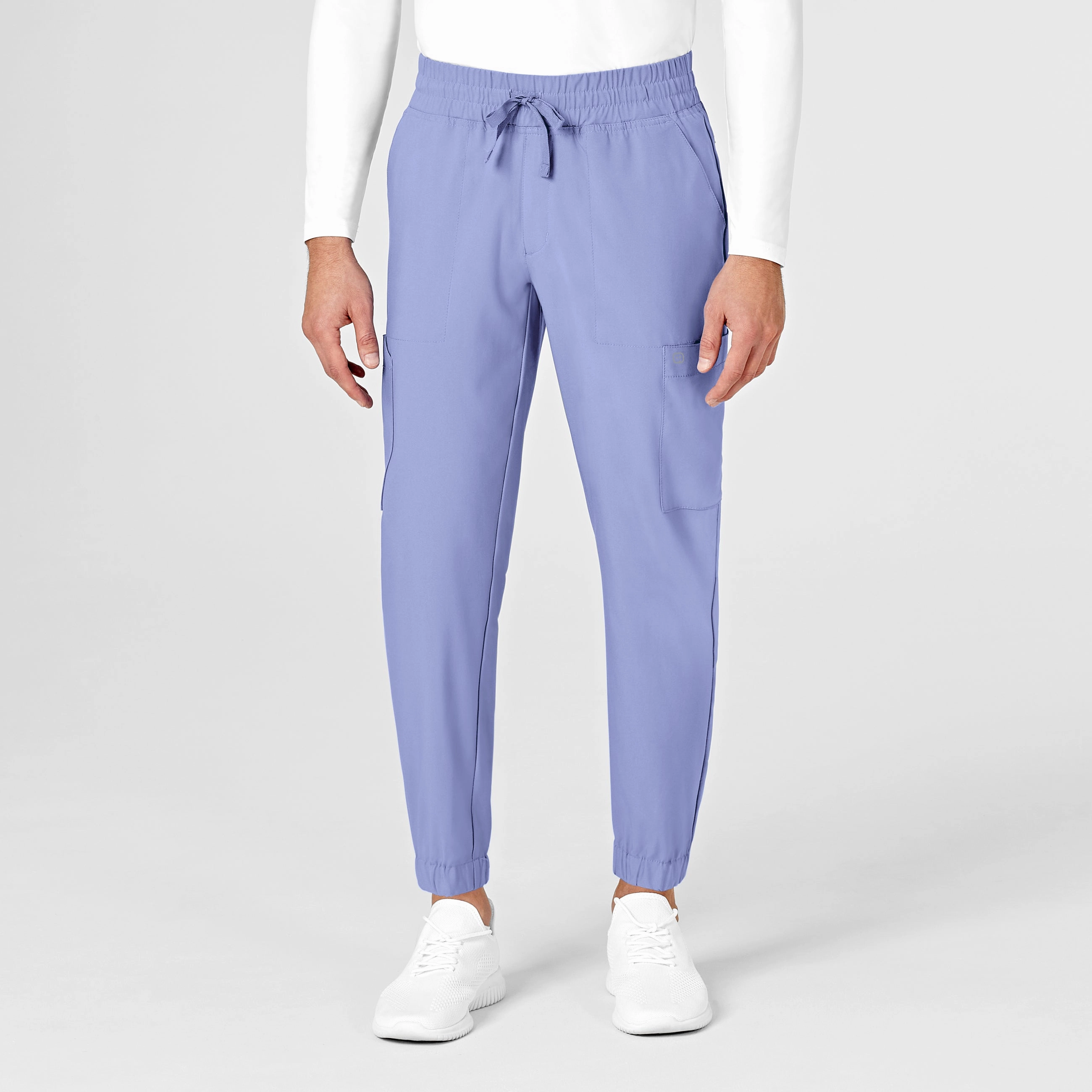 W123 Men's Cargo Jogger Scrub Pant - Ceil Blue Sweat Wicking Lining Quick Wash