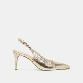 ELASI HEELS LIGHT GOLD CRINKLE PATENT Luxury Detail