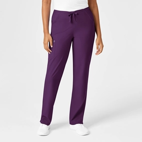 Laser Cut Perforations Formal Look W123 Women's Drawstring Scrub Pant - Eggplant