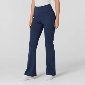 RENEW Knit Women's Flare Yoga Scrub Pant - Navy Smart Layer Soft Finish