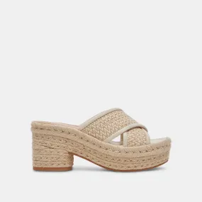 ELDORA HEELS NATURAL WHITE RAFFIA Luxury Sandals Smooth Style