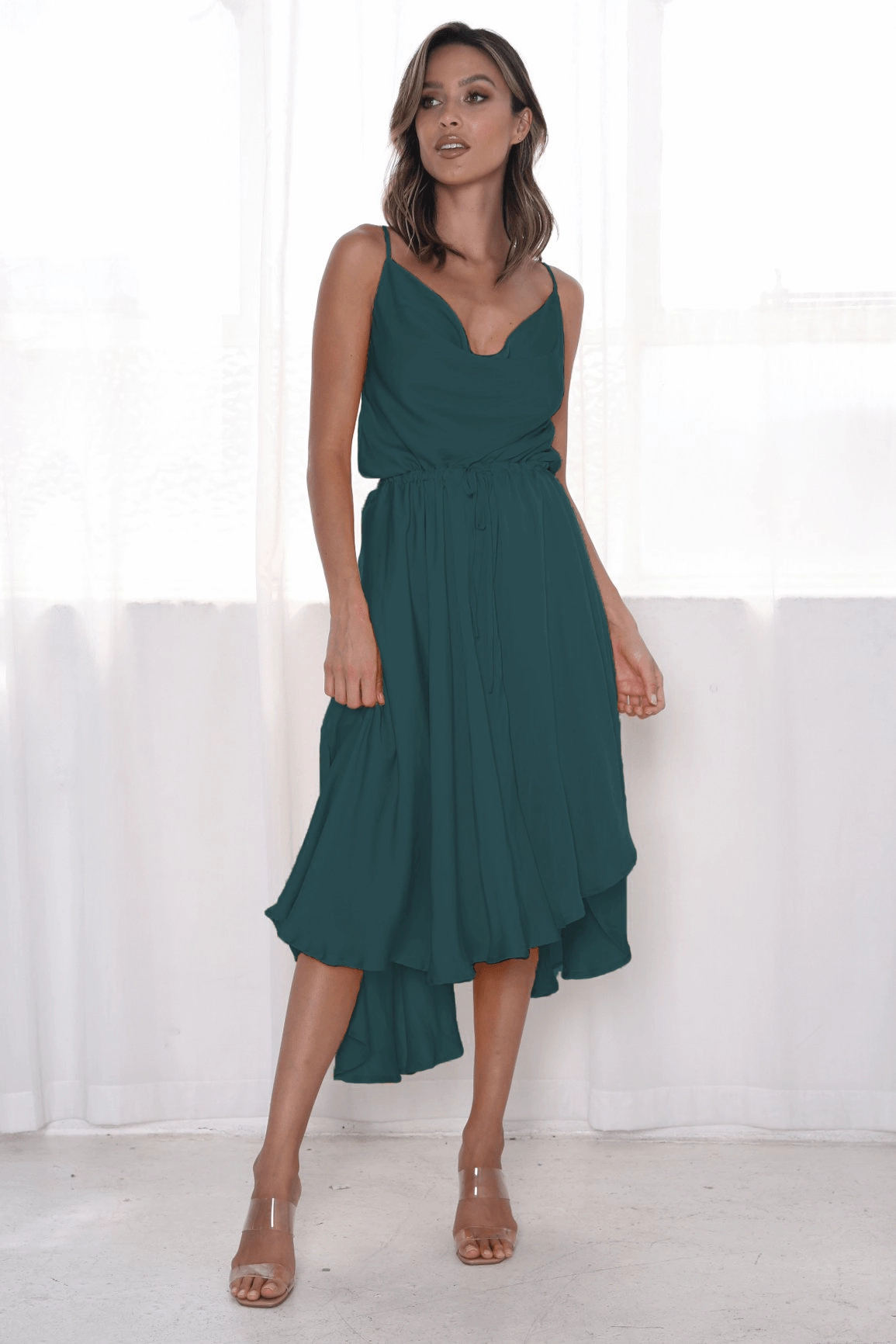 Effortless Mood Sunshine Midi Dress - Green