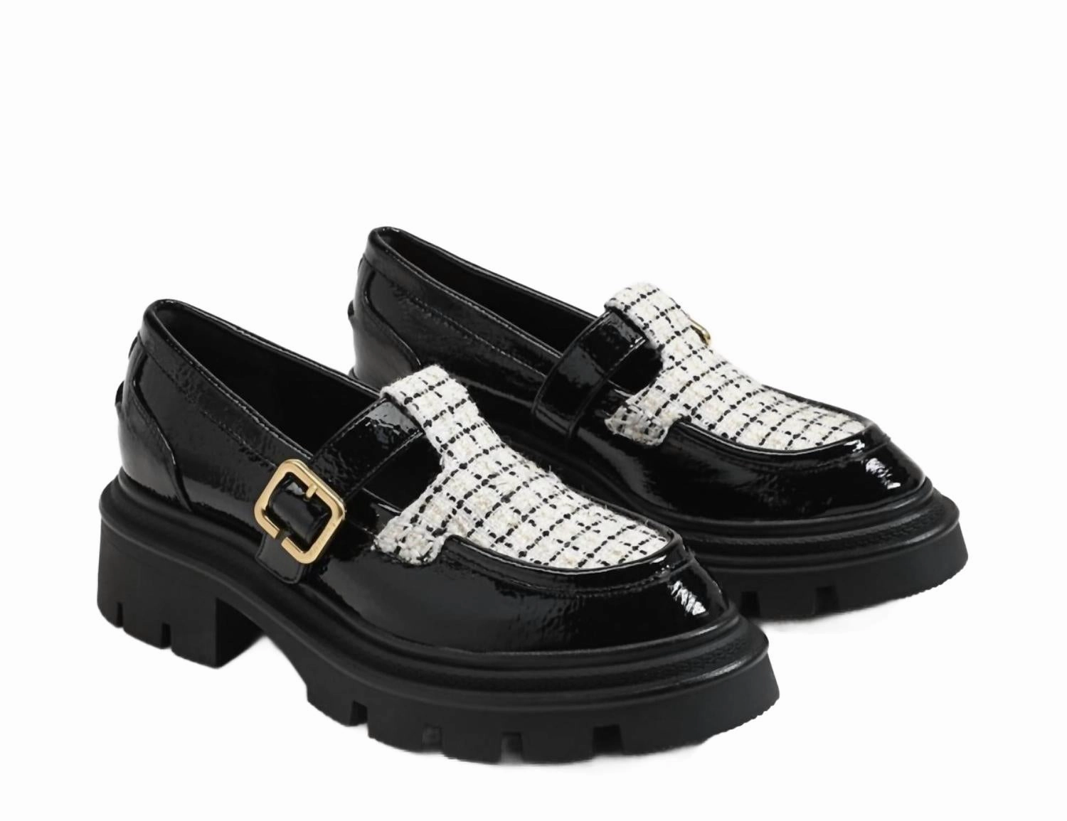 Charity Mood Payson Buckle Loafer In Black & White