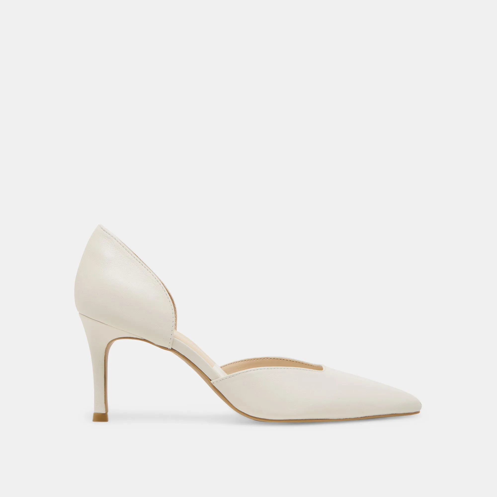 ELOY HEELS WHITE LEATHER Comfortable Day Pumps Soft Design
