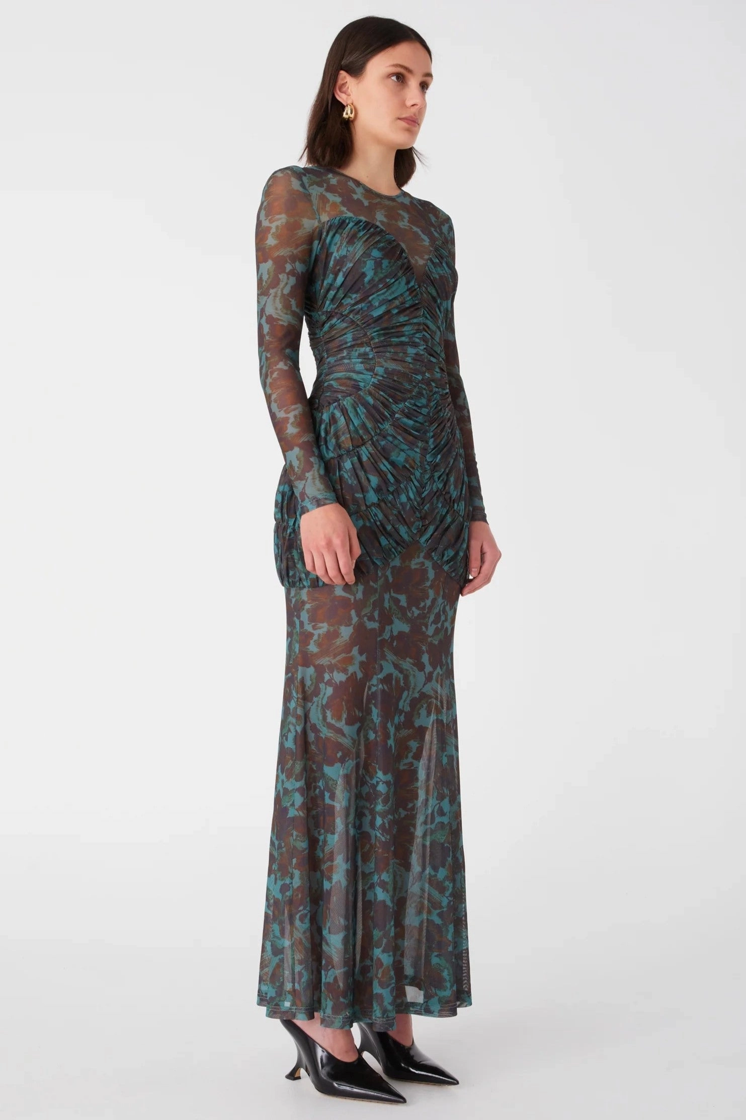 Misha Talitha Maxi Dress -  Vintage Chintz Print Jade Sleek Wear Wedding Style