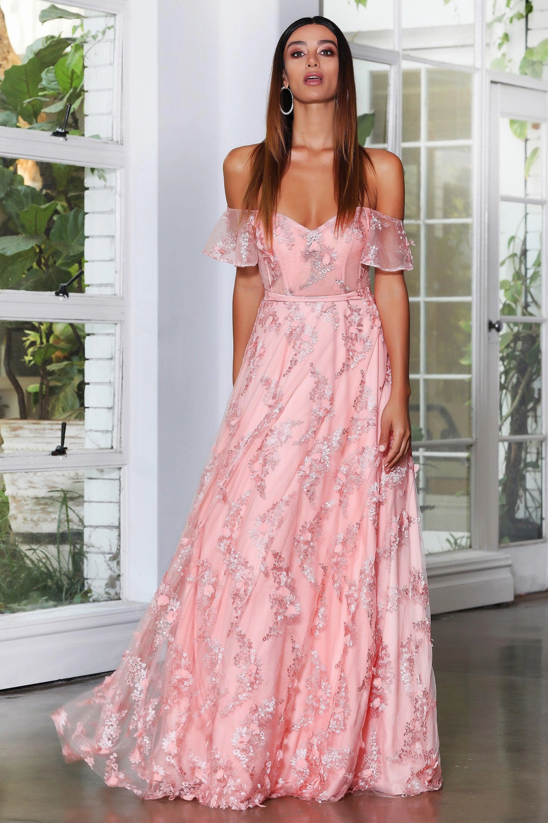Minimalist fit-and-flare Enchanted Gown - Peach