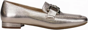 Women's Simply Slip On Loafers In Metallic Leather Reinforced Seams