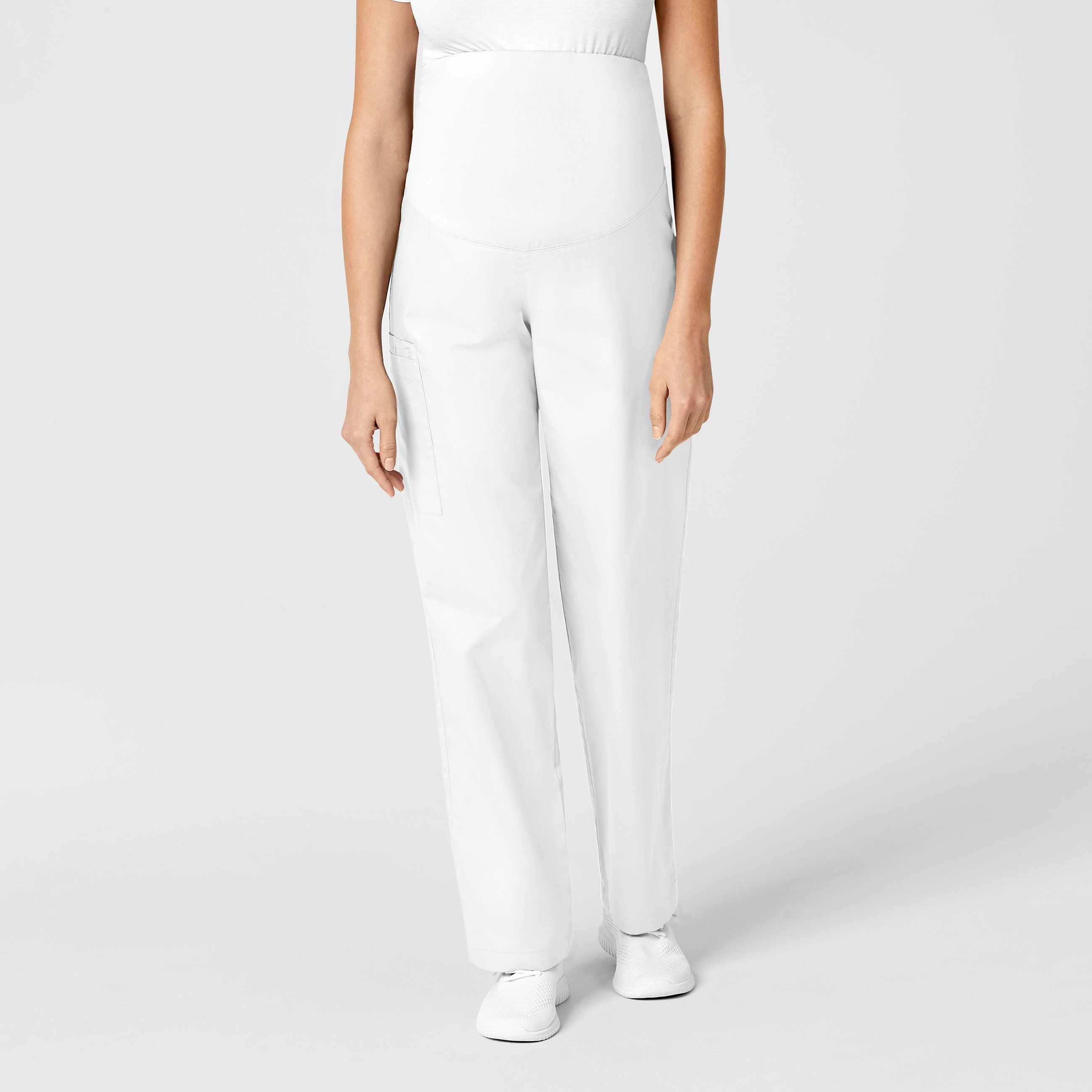 WonderWORK Maternity Cargo Scrub Pant - White NonSlipGrip