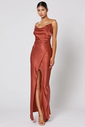 Effortless Piece Stylish Cut Etoile Dress - Copper