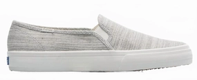 Supportive Cushioning Women's Double Decker Static Ticking Stripe Shoe In Grey
