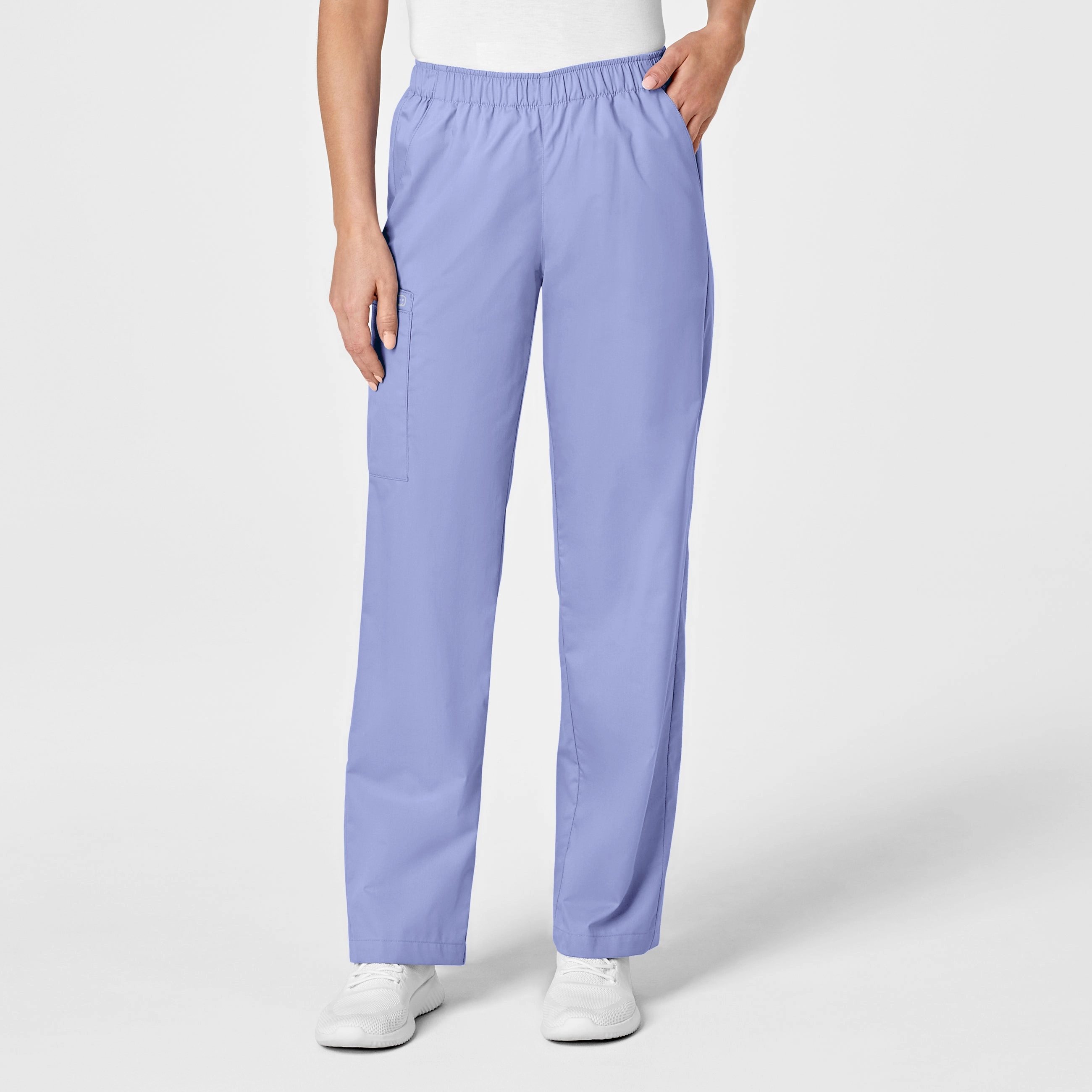 Slim Look Versatile Comfort Wear WonderWORK Women's Pull-On Cargo Scrub Pant - Ceil Blue