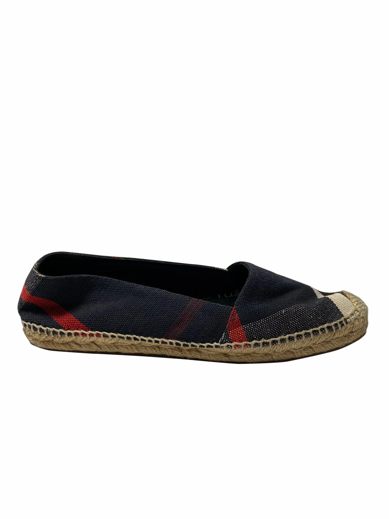 Seamless kids wear Burberry Checked Espadrilles in Navy Blue Canvas