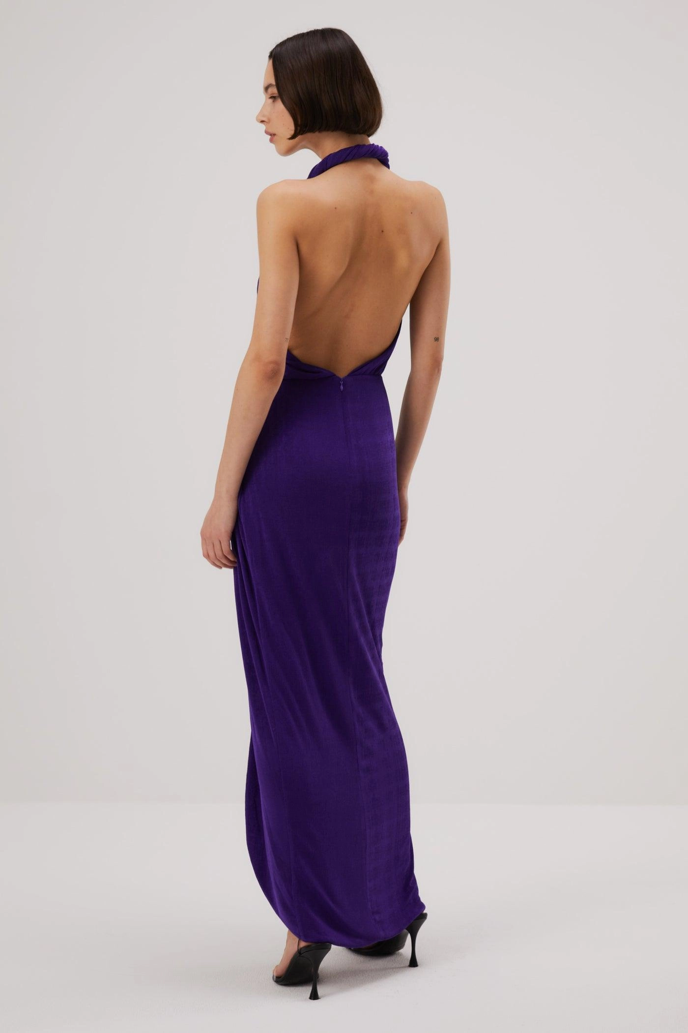 Misha Venetia Slinky Jersey Gown - Ultra Violet Cotton-Blend