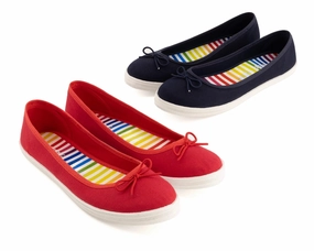 River Step Easy Slip-On Shoes Women's Duo Combo Ballerinas Shoes 2 Pairs Pack In Red - Blue