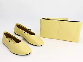 Neonmoon Leather Flat Sandal With Bag In Pale Lime Adjustable Team Glow