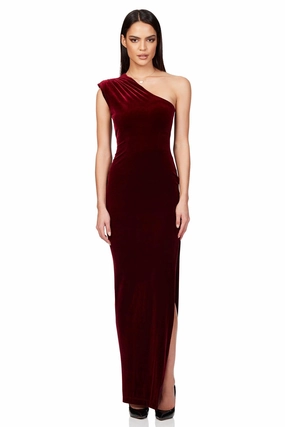 Nookie Rumi Gown - Wine Flap-Detail Chic Comfort Look