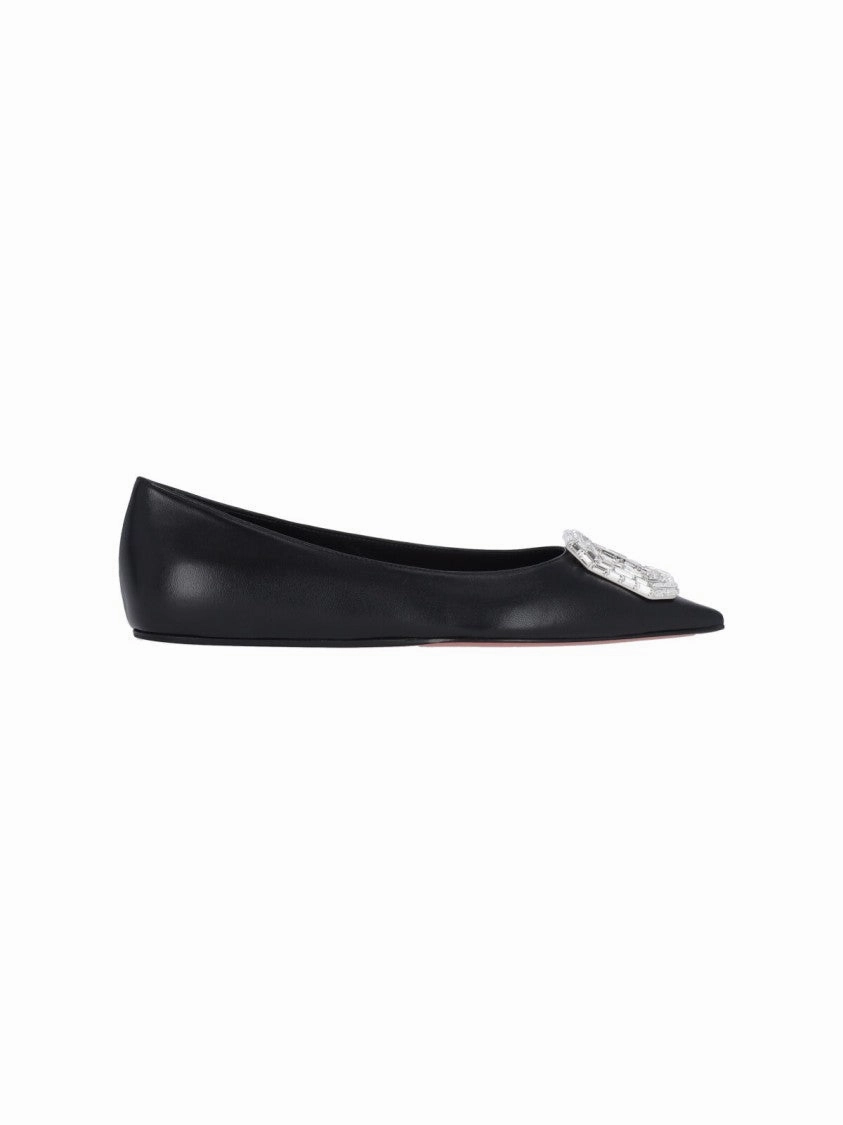 Camelia Ballerinas In Black Hammered Leather Low Heel