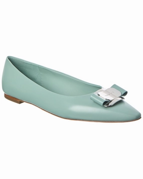 Ferragamo New Vara Leather Ballet Flat Elegant Finish
