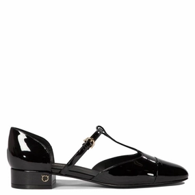 Ferragamo Patent Leather T-Strap Ballet Shoe Friend Glow
