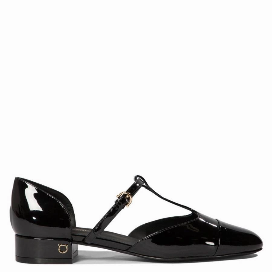 Ferragamo Patent Leather T-Strap Ballet Shoe Friend Glow