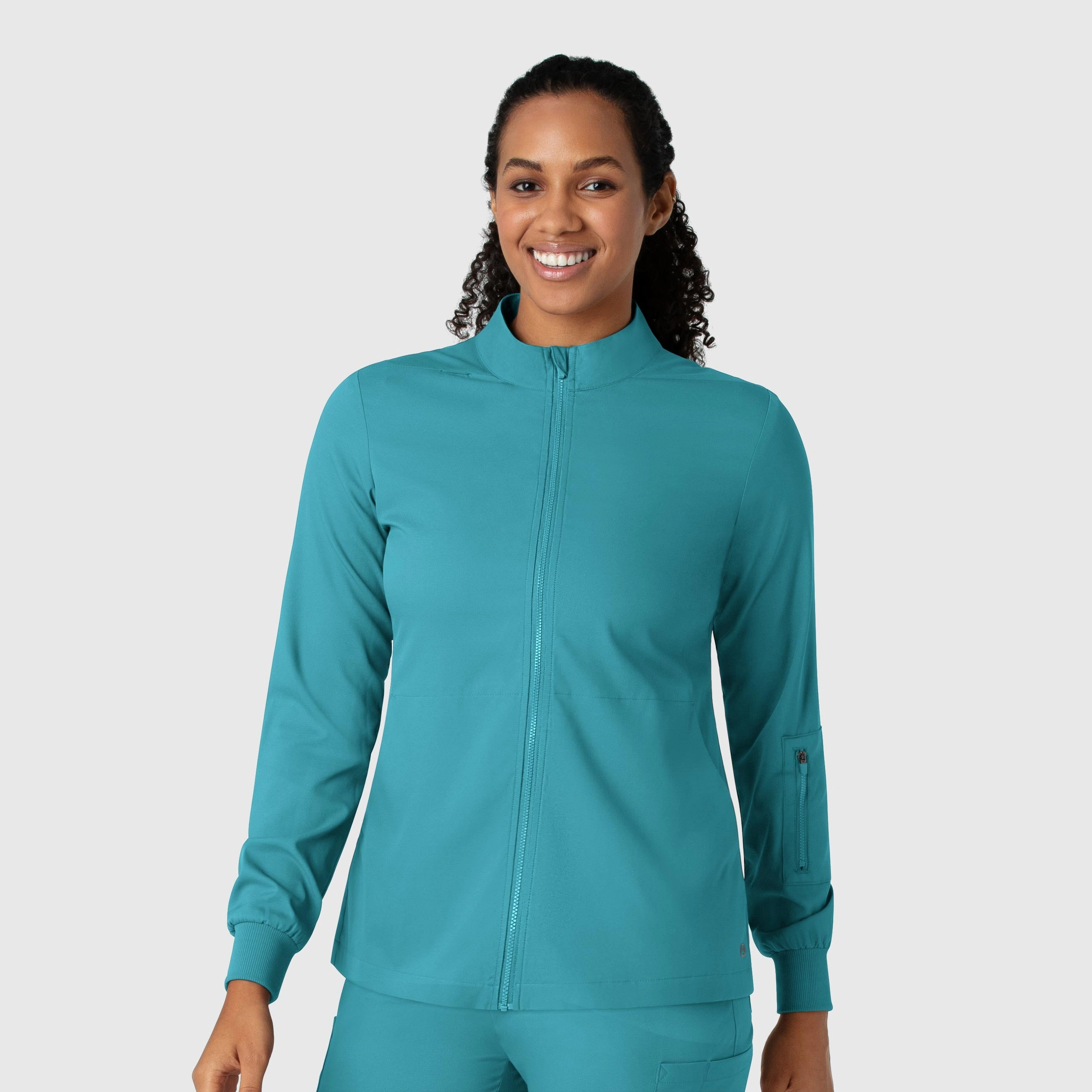 Boundless Women's Warm Up Scrub Jacket - Teal Run Friendly