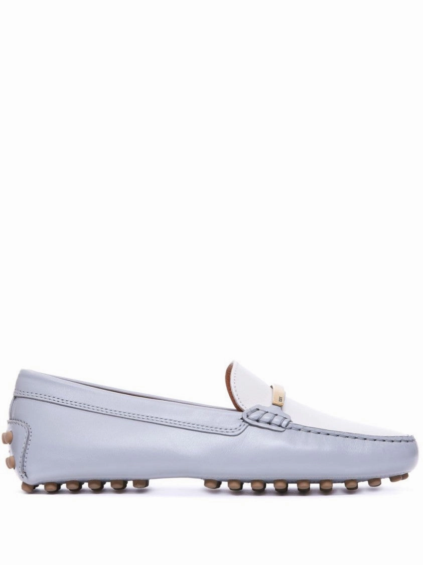 Classic White Moccasin Flat Shoes With Rubber Studded Sole Reinforced toe Fashionable
