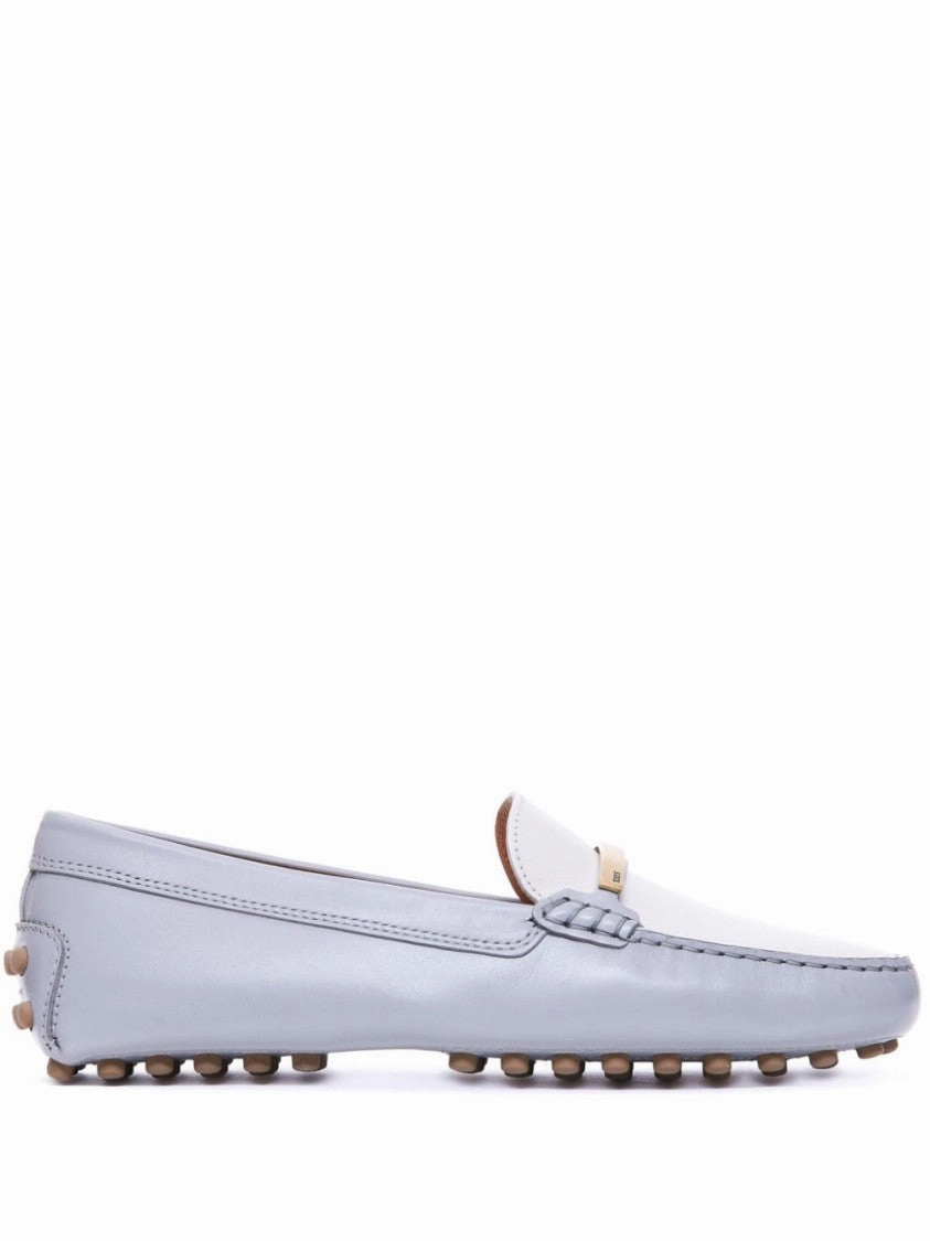 Classic White Moccasin Flat Shoes With Rubber Studded Sole Island Mood