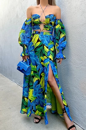 Refined Style Kharma Maxi Dress - Blue Floral