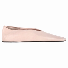 Jil Sander Square-Toe Ballet Flats in Pink Leather Lesson Day Supportive Style