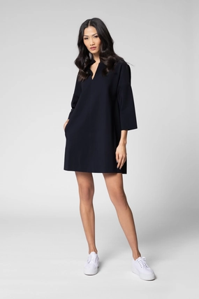 Uma Mini Tunic - Black Drawstring-Closure Silky Layer