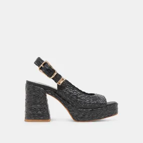 FLORES HEELS ONYX RAFFIA Sophisticated Pumps Relaxed Mood