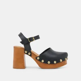 CLOVER HEELS BLACK LEATHER Elastic laces Stable base