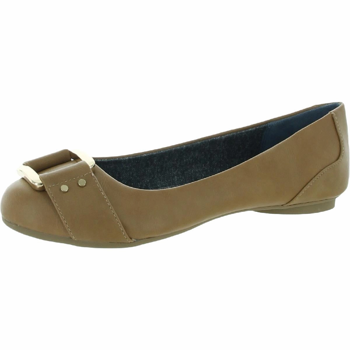 Adjustable Sole Frankie Womens Faux Leather Belted Ballet Flats