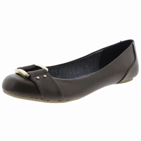 Hook Loop Party Glow Frankie Womens Faux Leather Belted Ballet Flats