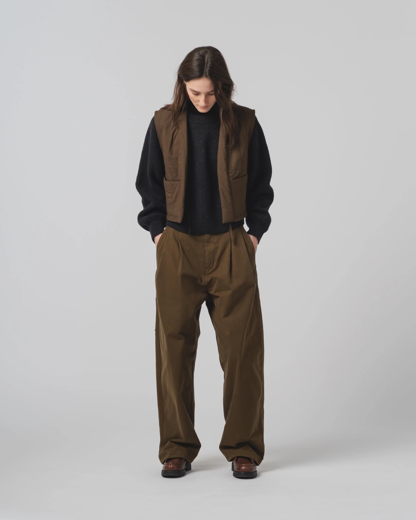 G.o.D Cork Vest Quilted Cotton Java Brown Win