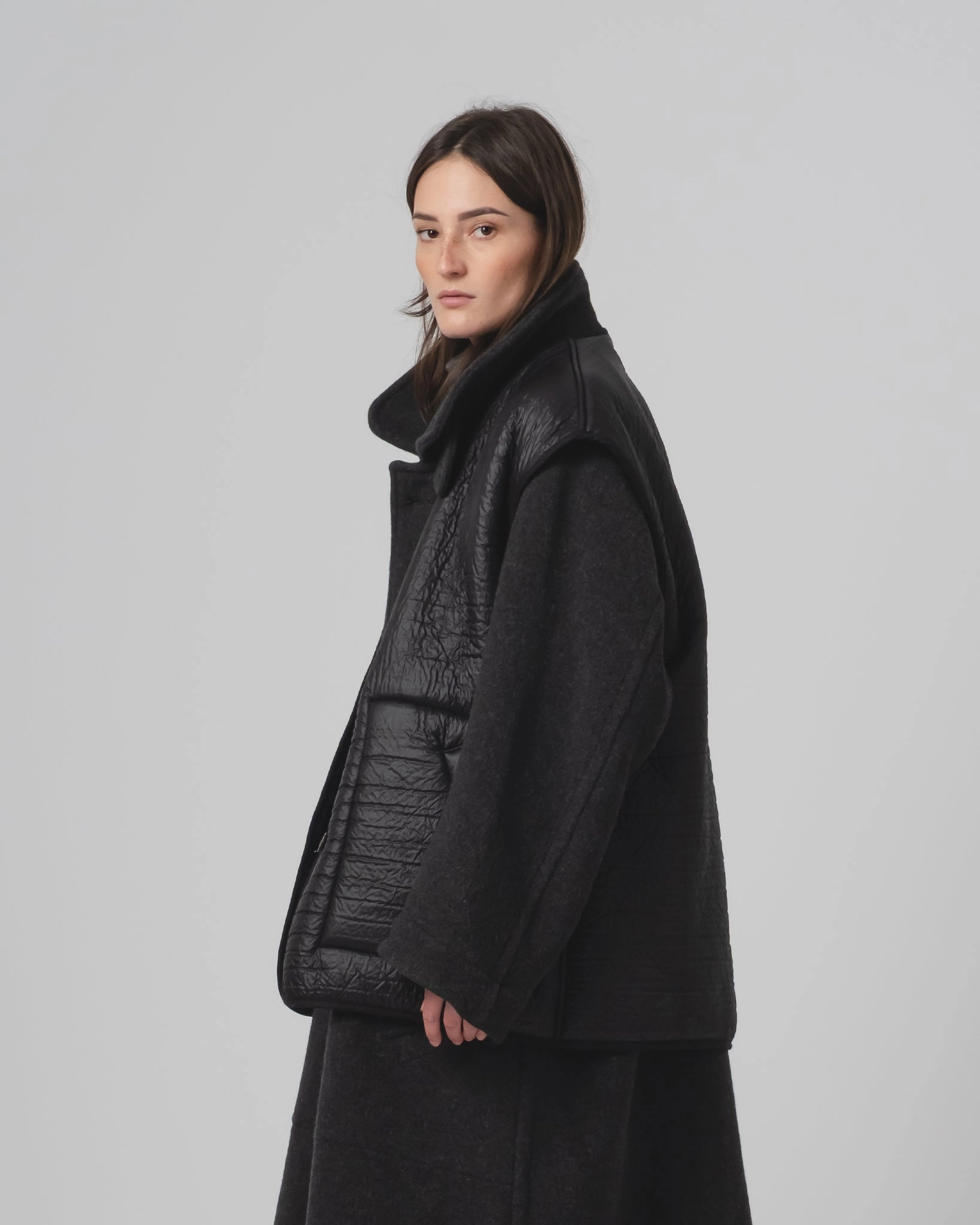 Noise Reducing Fabric Wardrobe G.o.D Ridge Vest Piumino Nylon Black