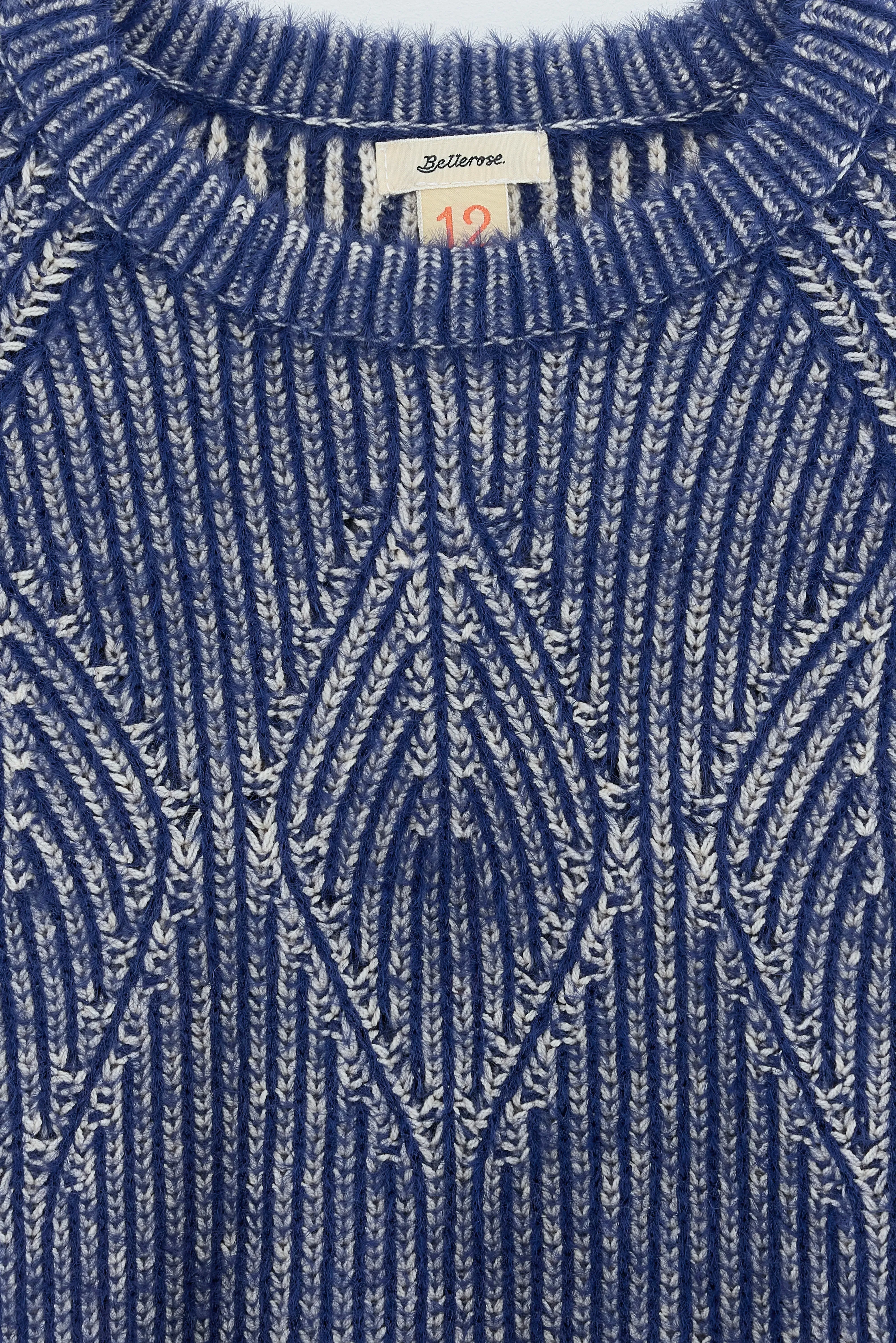 Knit Reinforced Edges Texture Focus Geaf fuzzy sweater (252 / G / COMBO A)