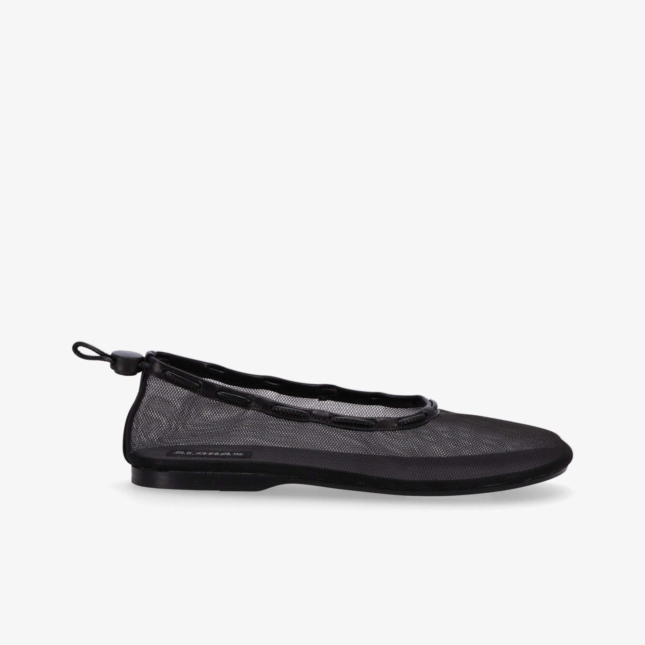 Gill Mesh Black Leather Ballet Flats Breathable