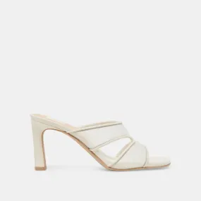 GITEL WIDE HEELS OFF WHITE MESH Retro Sandals Wedge Heel