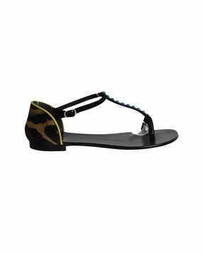 Rock Walk Walking Essential Footwear Giuseppe Zanotti Crystal-Embellished T-strap Flat Sandals in Multicolor Leather