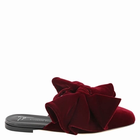 Giuseppe Zanotti Savarin Suede Bow Flat Mules Deck Walk Premium Material Footwear