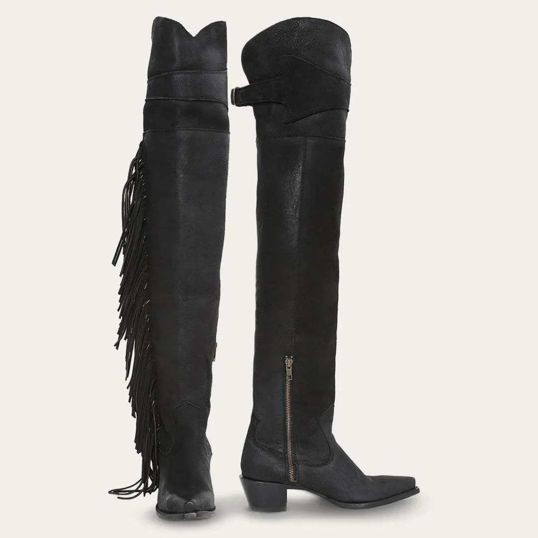 All Season Rain Safe Glam Over-The-Knee Fringe Boot