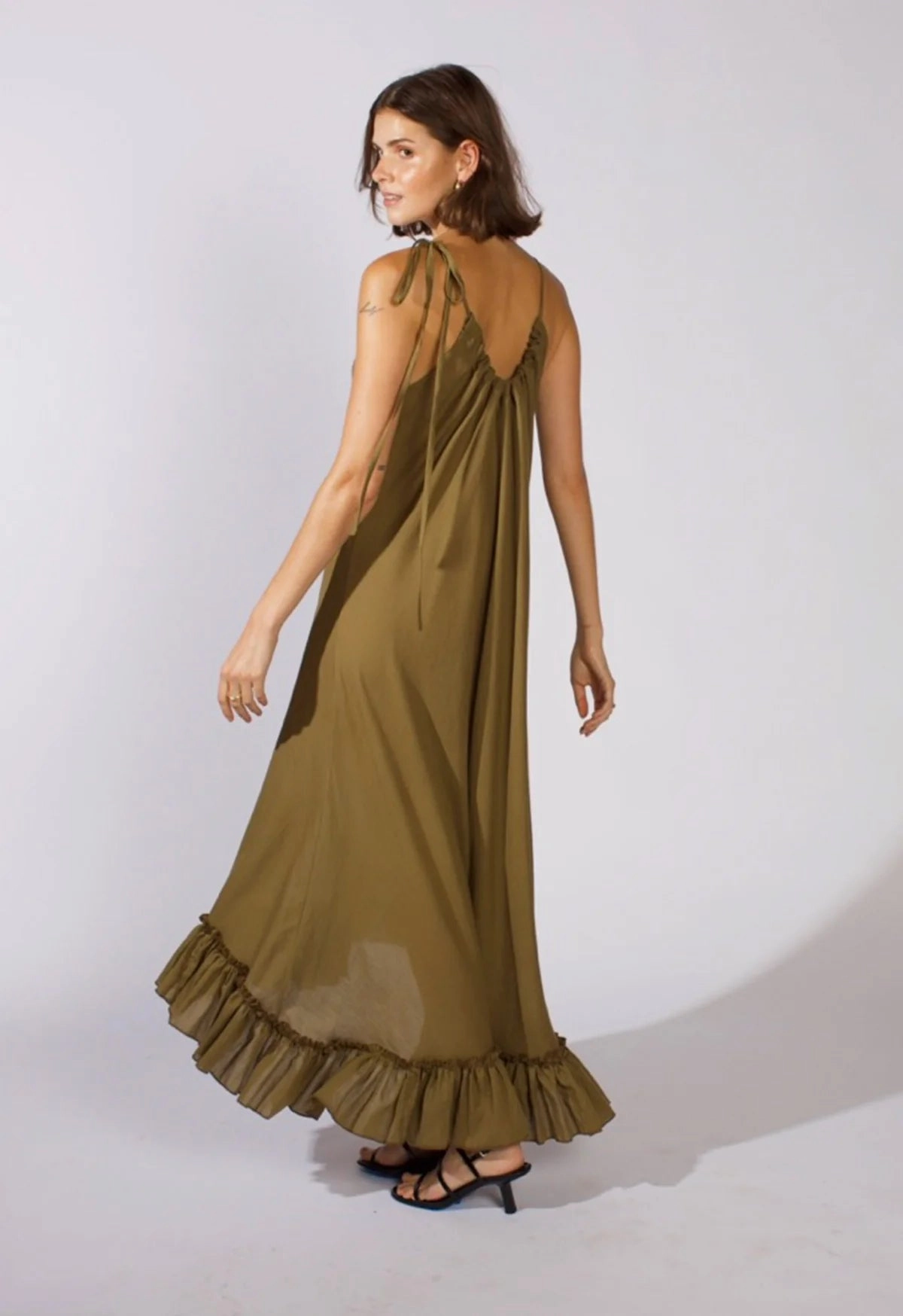 Versatile Wearable Anemone Dress in Olive
