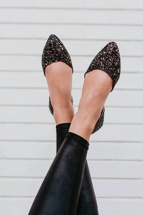 Chic Flats Sunny Day Glitz & Glam Shoe In Black