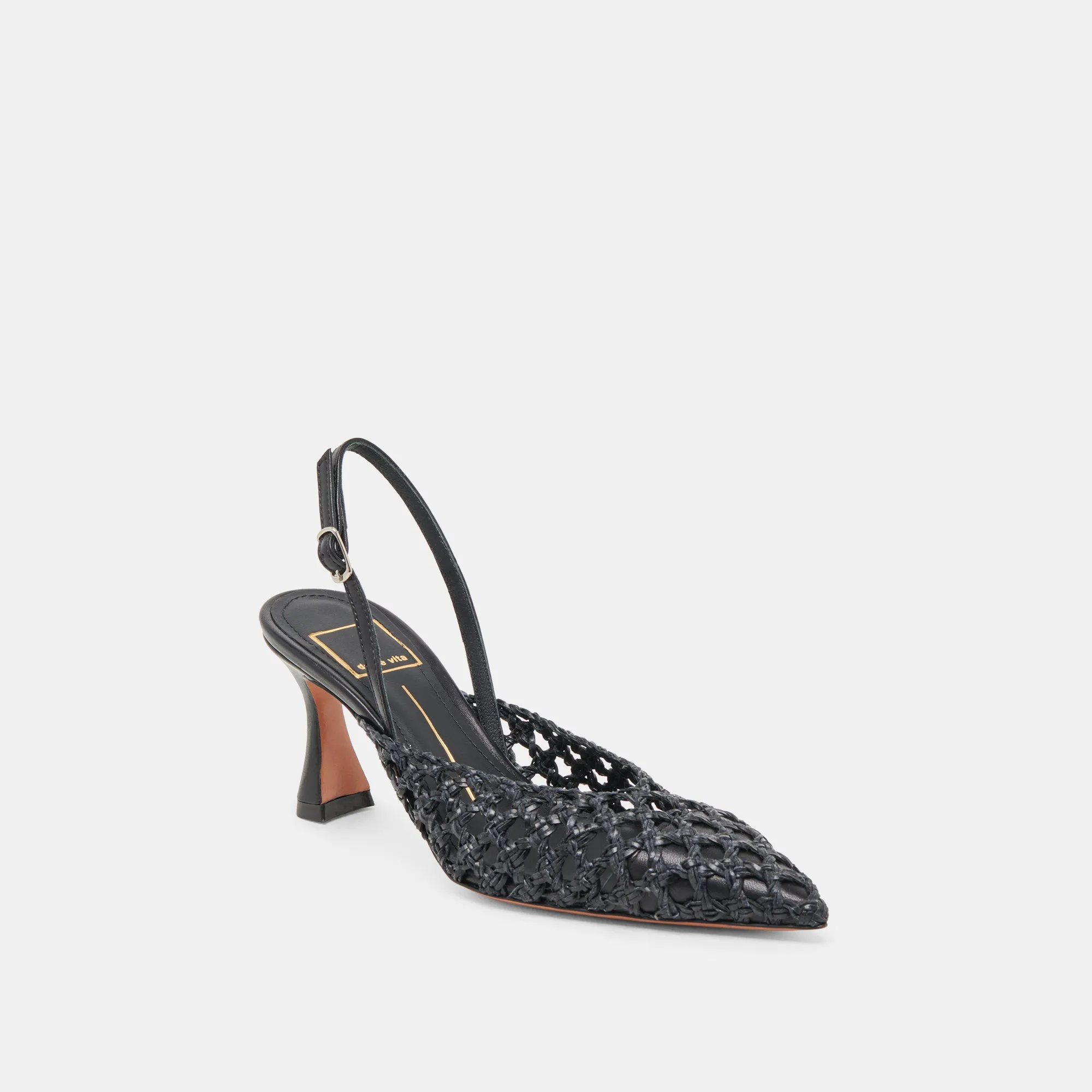 Fresh Detail Bold Vibe GLORIA HEELS BLACK WOVEN