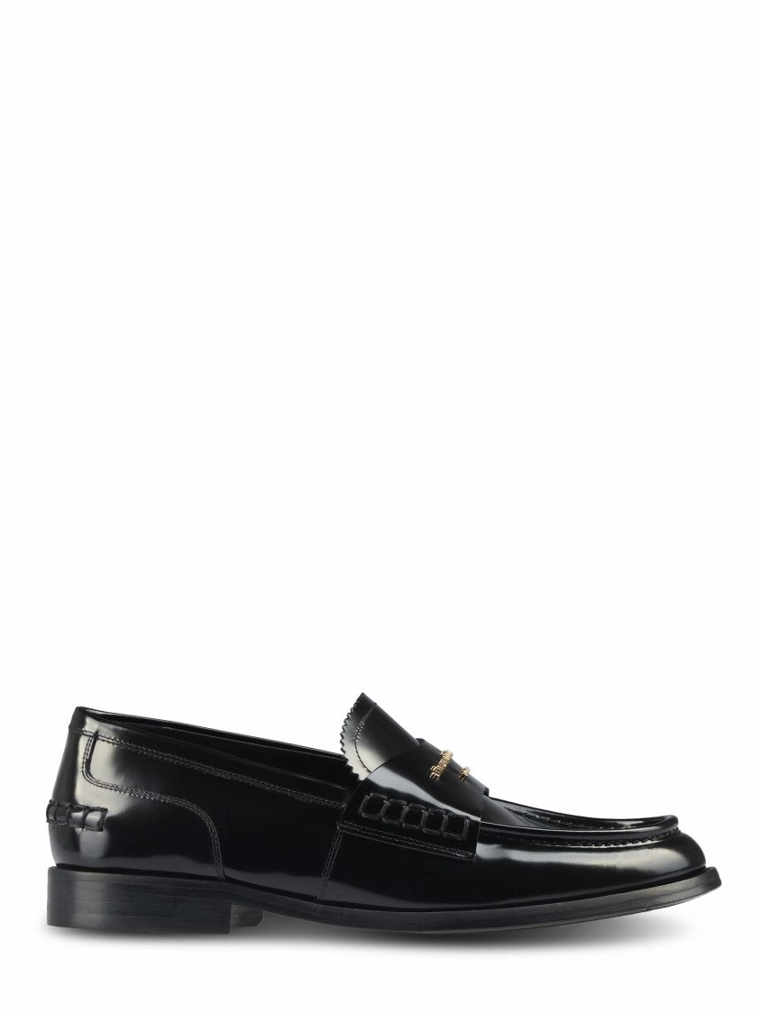 Ceremony Look elegant design Glossy Black Loafers With Decorative Strap And Elegant Silhouette
