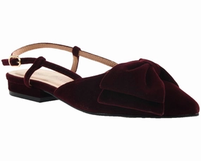 Timeless Appeal Shoes Women's Harmony Velvet Ankle Strap Flat In Burgundy