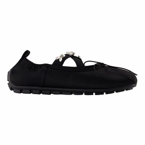 Functional Walking Shoes Beer Fest Grip Ballerinas - Simone Rocha - Satin - Black